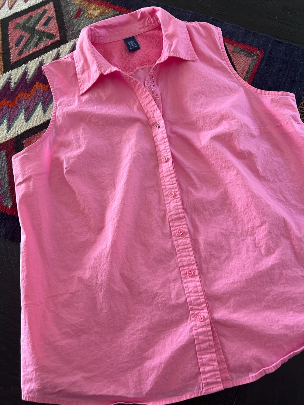 Izod Sleeveless Cotton Button-Up Golf Shirt with feminine details SZ XL